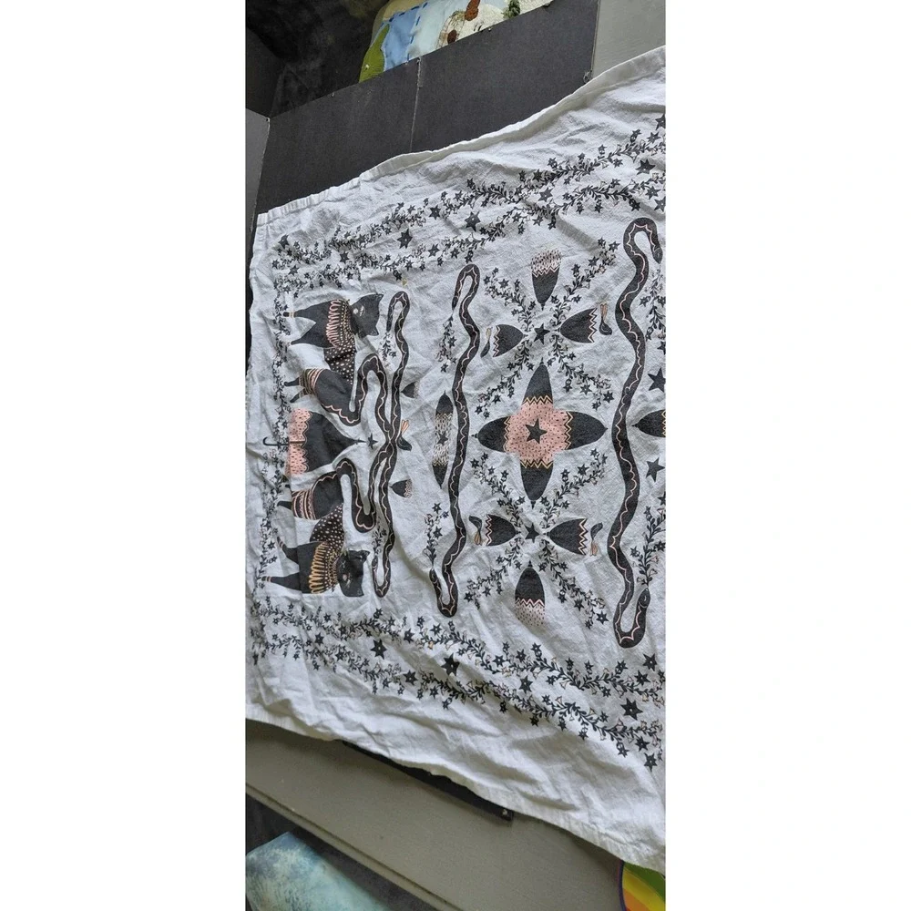 printed illustration bandana whimsical occult Gothic textil Decorative tea towel